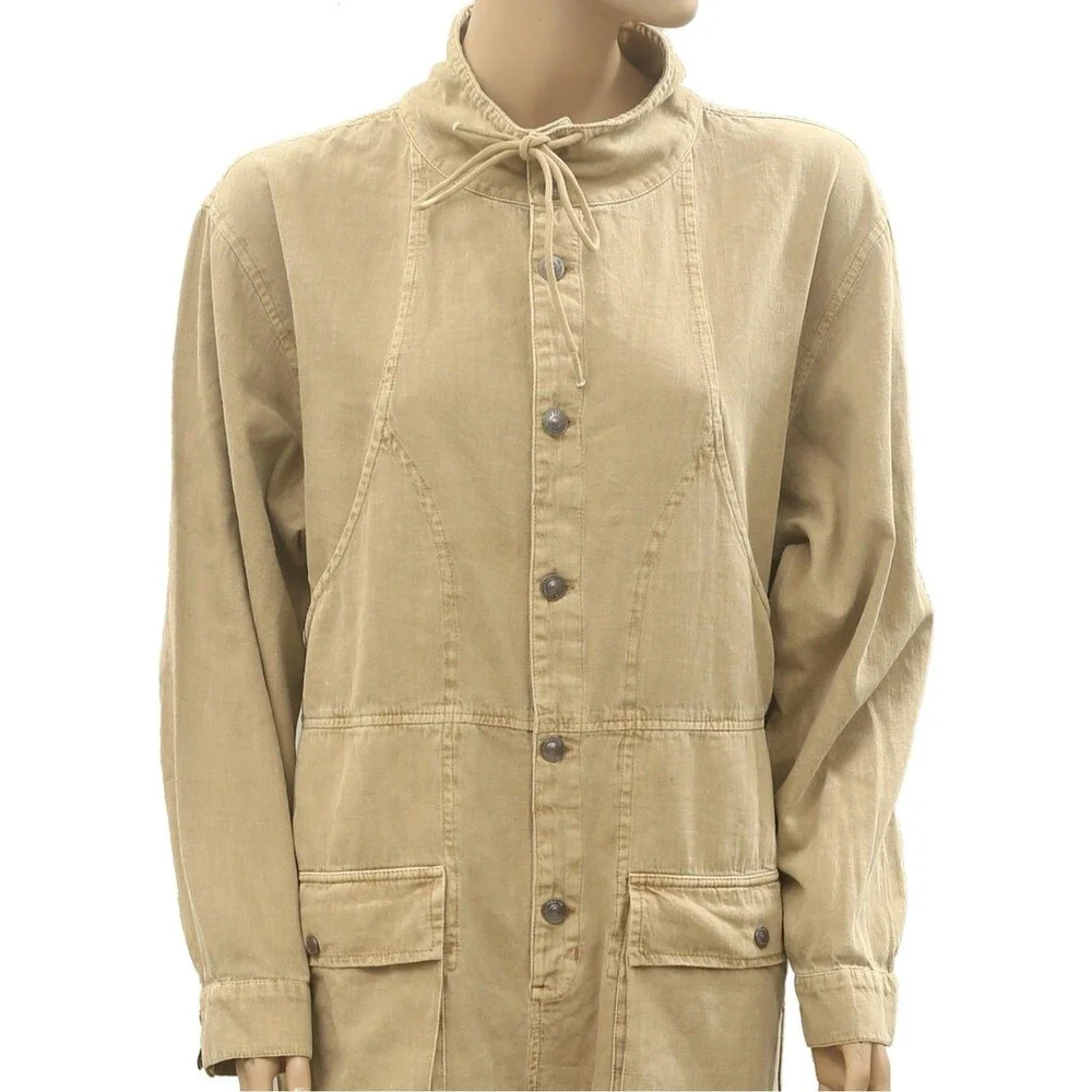 Free People We The Free High-Line One-Piece Jumpsuit Twill Dress Cotton M 286874 - Picture 7 of 10